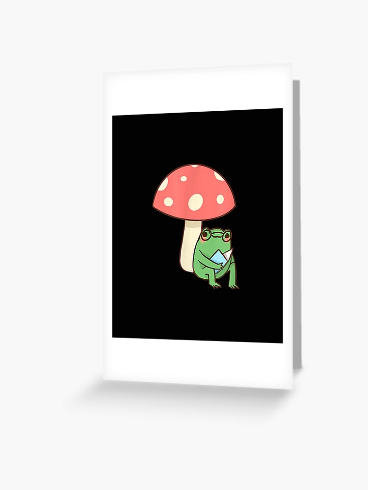 Cottagecore Aesthetic Cute Kawaii Frog Reading Book Mushroom T-Shirt