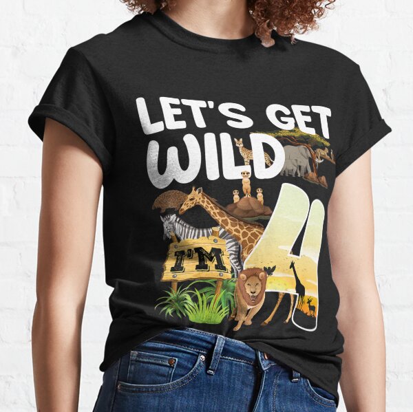 4 Year Old Zoo Birthday Safari Jungle Animal 4Th B Day Classic T-Shirt