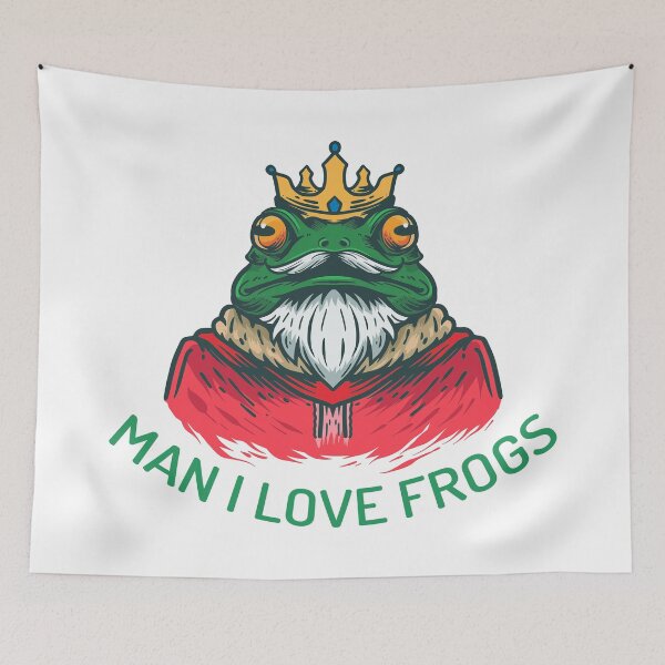 Item preview, Man I Love Frogs,Funny Green Frog King with Crown designed and sold by MoStorish.