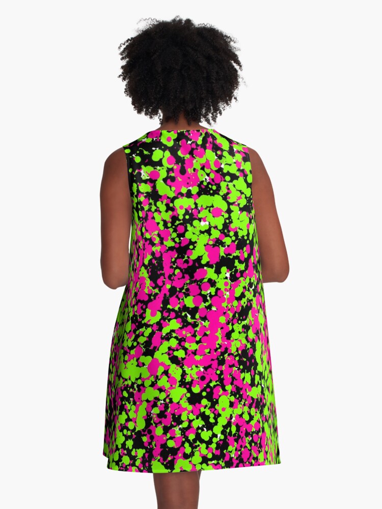 大人気新品セール ブ Pink Neon Green  Splatter Paint ワンピース