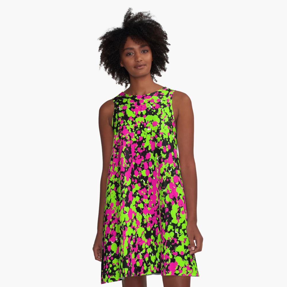 Neon Pink Green Paint Splatter 
