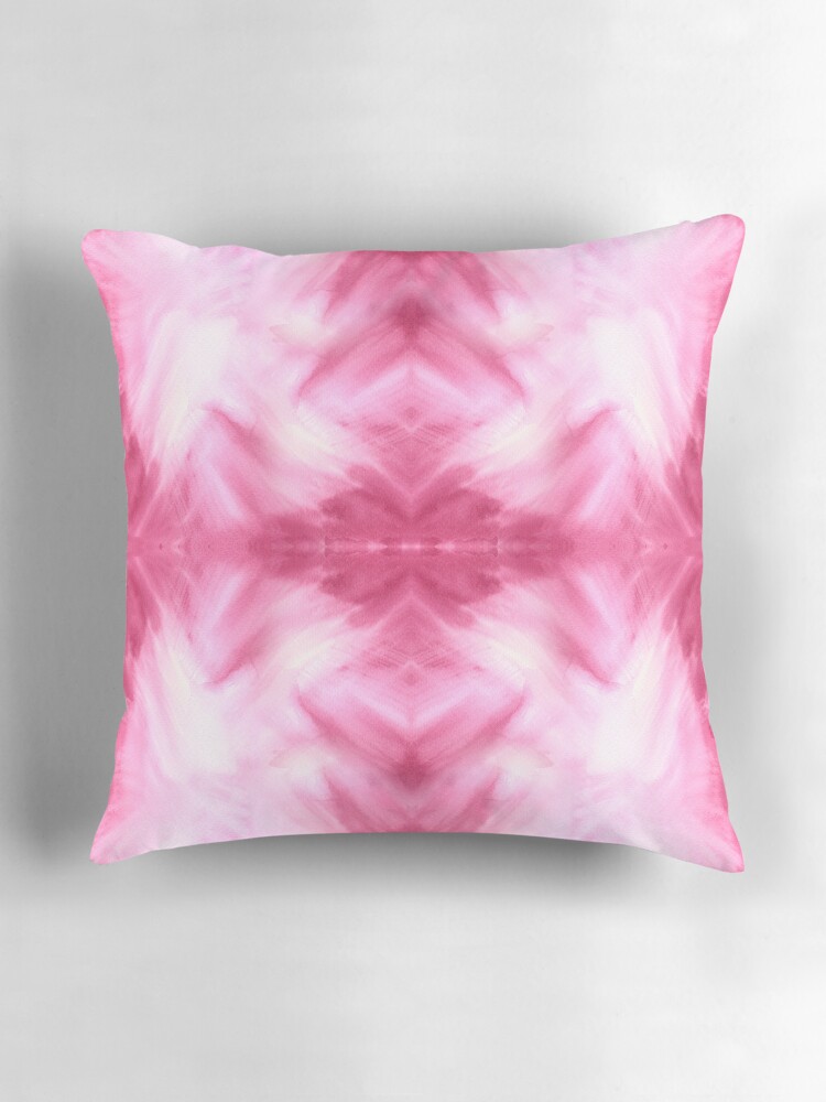 Thumbnail 3 of 4, Pillow, Hand-Painted Abstract Watercolor in Dark Pink and White designed and sold by beverlyclaire.