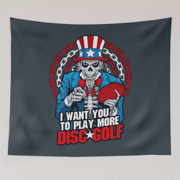 Item preview, Play More Disc Golf Frolf Patriotic Goth USA Uncle Sam Skull designed and sold by GrandeDuc.