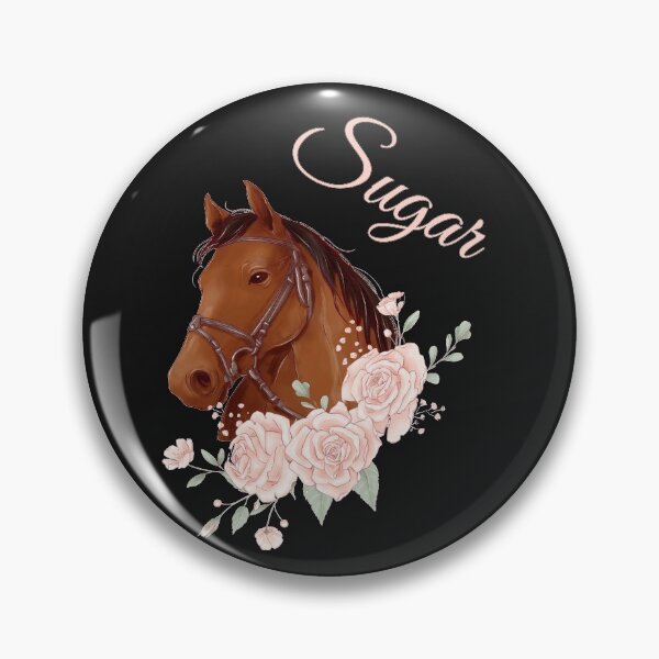 Item preview, Portrait of a Brown Horse Sugar with Caligraphy and Flowers designed and sold by Xeuno.