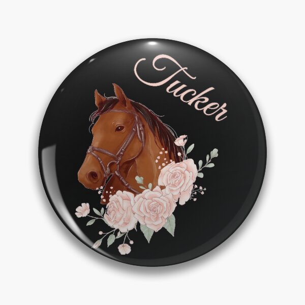 Item preview, Portrait of a Brown Horse Tucker with Caligraphy and Flowers designed and sold by Xeuno.