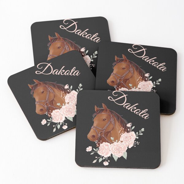 Item preview, Portrait of a Brown Horse Dakota with Caligraphy and Flowers designed and sold by Xeuno.