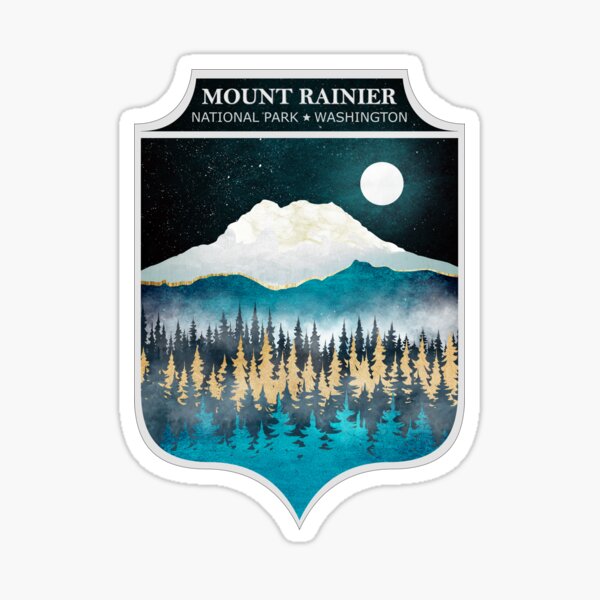 Mount Rainier - Texturized Winter Landscape Sticker