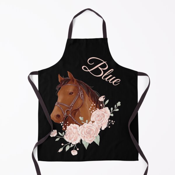 Item preview, Portrait of a Brown Horse Blue with Caligraphy and Flowers designed and sold by Xeuno.