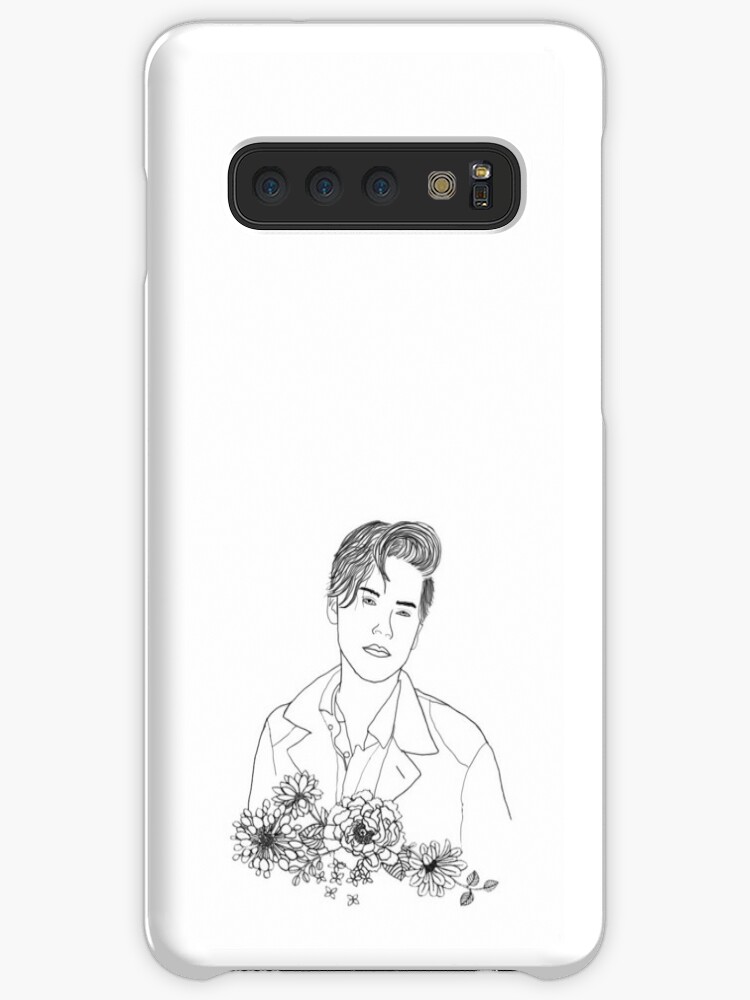 Cole Sprouse Dessin De Contour Avec Des Fleurs Coque Et Skin Adhésive Samsung Galaxy