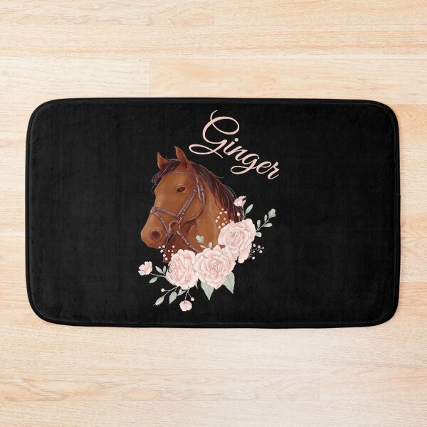 Item preview, Portrait of a Brown Horse Ginger with Caligraphy and Flowers designed and sold by Xeuno.