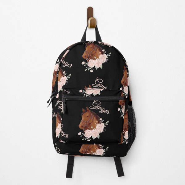 Item preview, Portrait of a Brown Horse Ginger with Caligraphy and Flowers designed and sold by Xeuno.