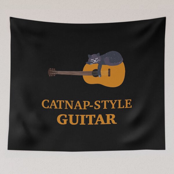 Item preview, Catnap on Acoustic Guitar | Cosmic Cat | Custom Gift designed and sold by Fluffy-Vectors.