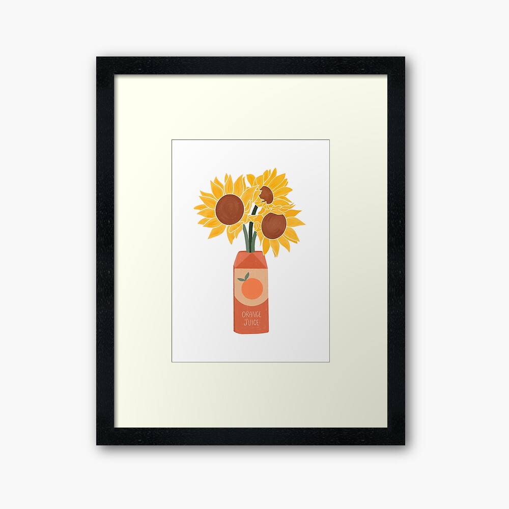 Sunflowers in Orange Juice Carton Art Print for Sale by SoulDesignsCo