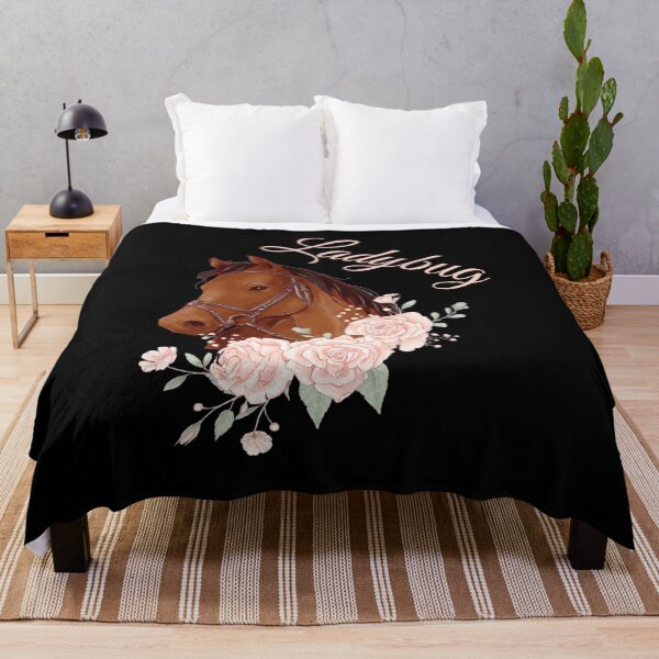 Item preview, Portrait of a Brown Horse Ladybug with Caligraphy and Flowers designed and sold by Xeuno.