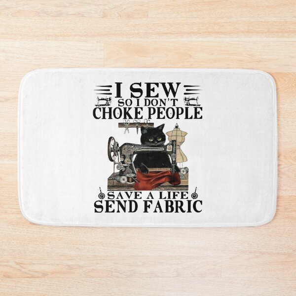Item preview, BLACK CAT I SEW SO I DON'T CHOKE PEOPLE FABRIC designed and sold by GPTrending.