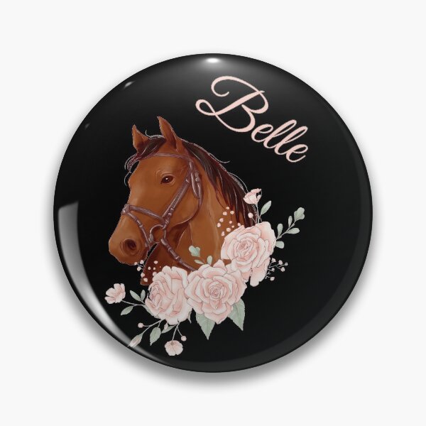 Item preview, Portrait of a Brown Horse Belle with Caligraphy and Flowers designed and sold by Xeuno.