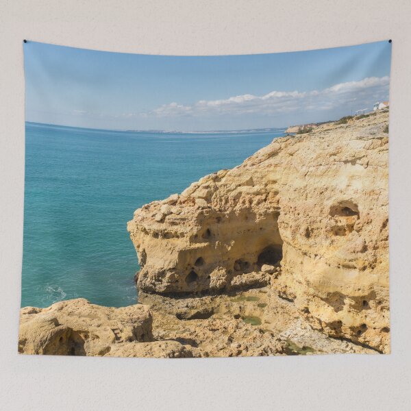 Item preview, Bold Azure and Gold - Impressive Seacliffs at Carvoeiro Algarve Portugal designed and sold by Georgia Mizuleva.