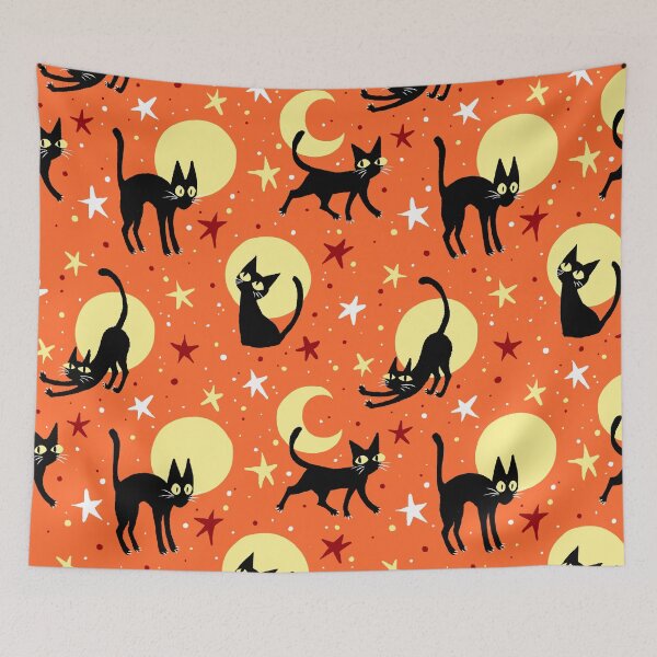 Item preview,  Moonlit Cats on Orange designed and sold by Paisley Yazel.