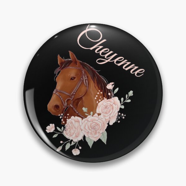 Item preview, Portrait of a Brown Horse Cheyenne with Caligraphy and Flowers designed and sold by Xeuno.