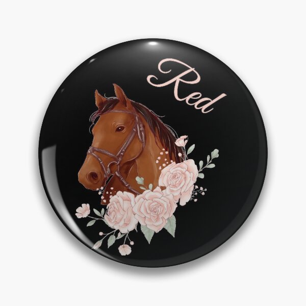 Item preview, Portrait of a Brown Horse Red with Caligraphy and Flowers designed and sold by Xeuno.