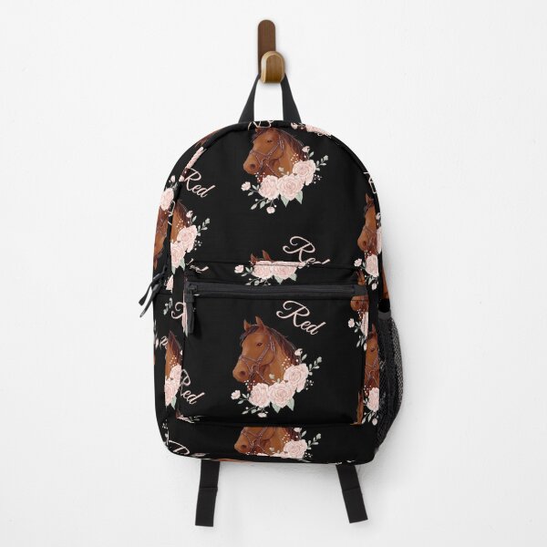 Item preview, Portrait of a Brown Horse Red with Caligraphy and Flowers designed and sold by Xeuno.