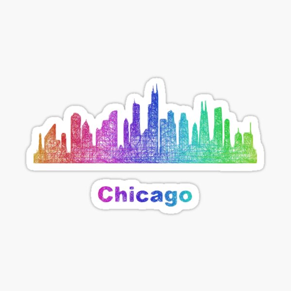 Rainbow Chicago skyline Sticker