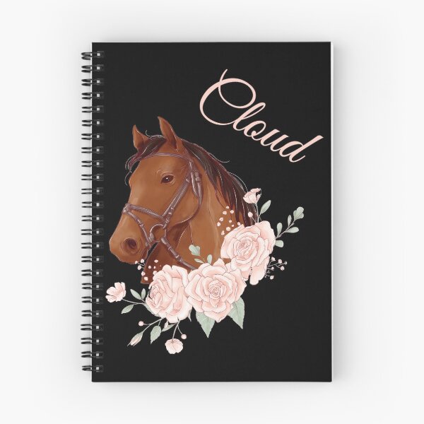 Item preview, Portrait of a Brown Horse Cloud with Caligraphy and Flowers designed and sold by Xeuno.