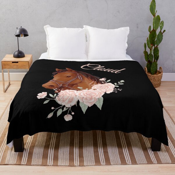 Item preview, Portrait of a Brown Horse Cloud with Caligraphy and Flowers designed and sold by Xeuno.