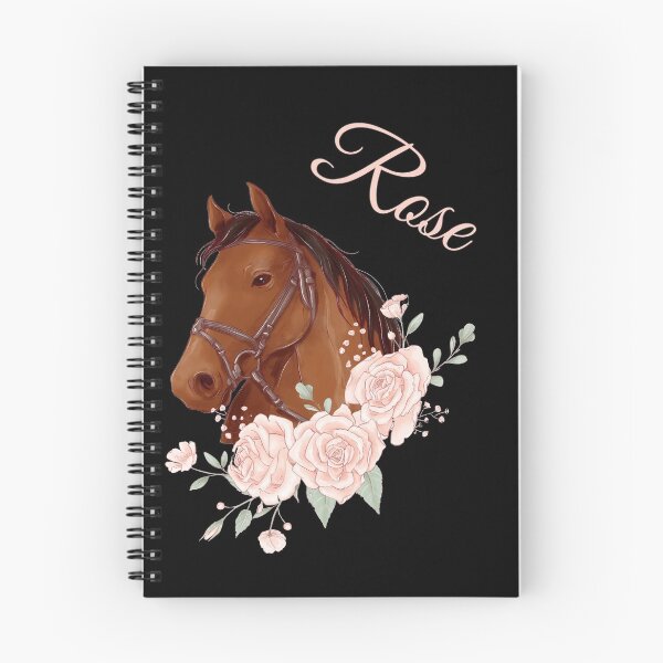 Item preview, Portrait of a Brown Horse Rose with Caligraphy and Flowers designed and sold by Xeuno.