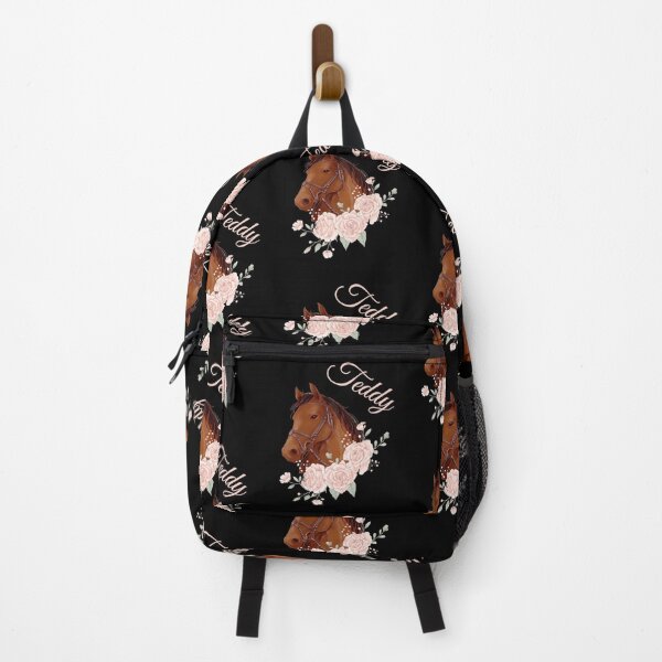 Item preview, Portrait of a Brown Horse Teddy with Caligraphy and Flowers designed and sold by Xeuno.