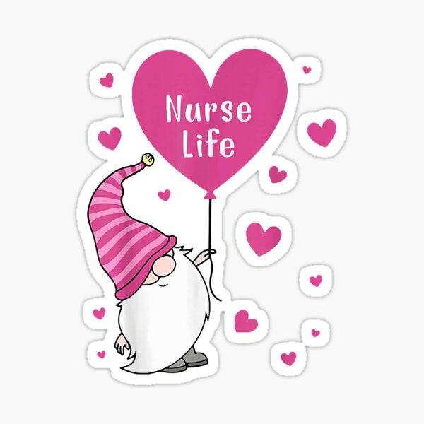 Valentines Gnome Nurse Badge Reel Health Care Medical Professional