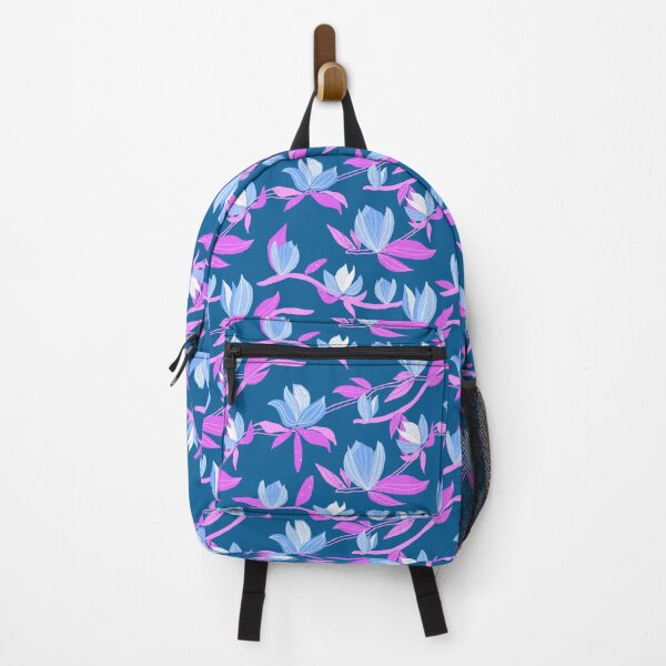 Item preview, Magnolia Flowers and branches on dark turquoise in purple blue colors designed and sold by shushunya13.