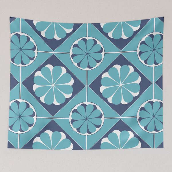 Item preview, blue flower tile pattern designed and sold by STG-Designs.