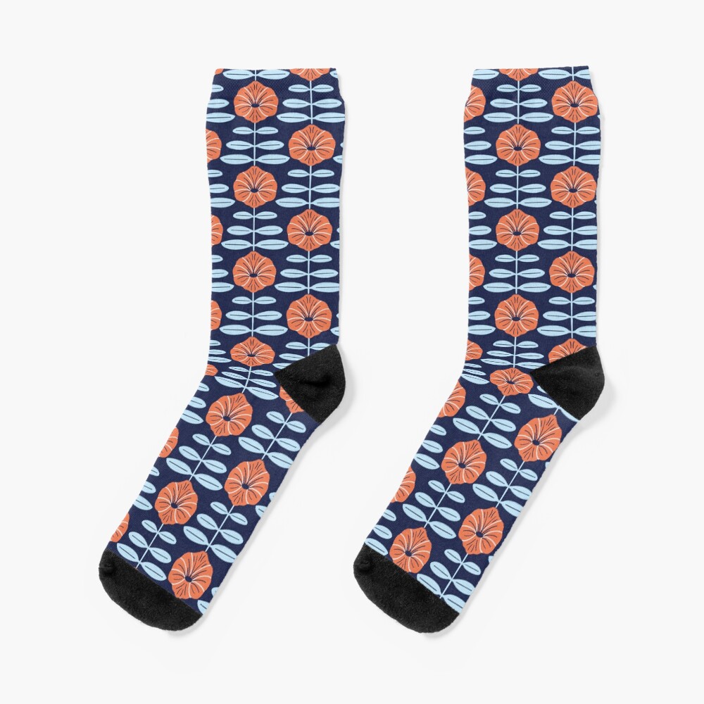 Navy poppies Socks