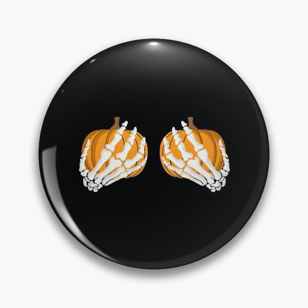 Artikelvorschau, Skeleton Pumpkin Boob Hand Lustige Halloween Skeleton Boobs entworfen und verkauft von paneczkopat.