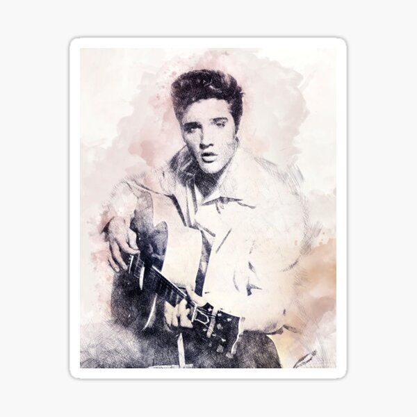 Elvis presley retrato 01 Pegatina