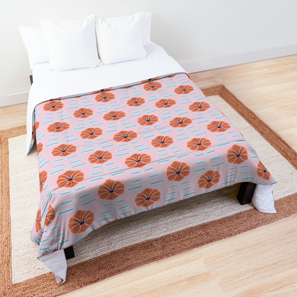 Pink poppies Comforter