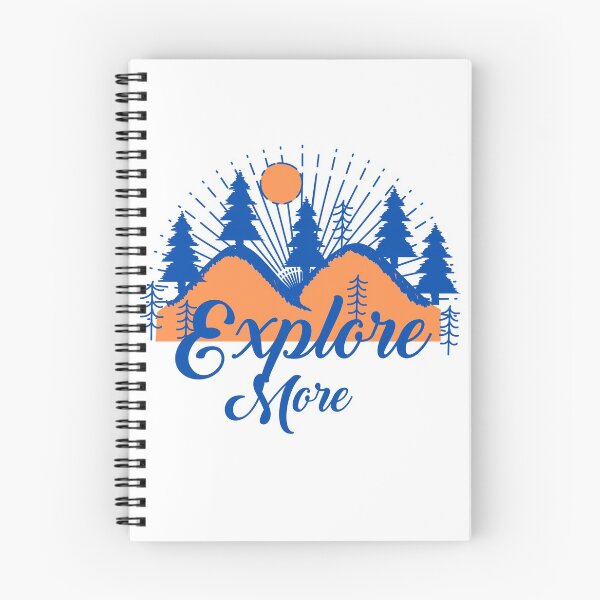 Item preview, Explore more hand drawn  with mountains trees sun inspirational Design -Cobalt Blue&Orange Color- designed and sold by Red-ElYoubi.