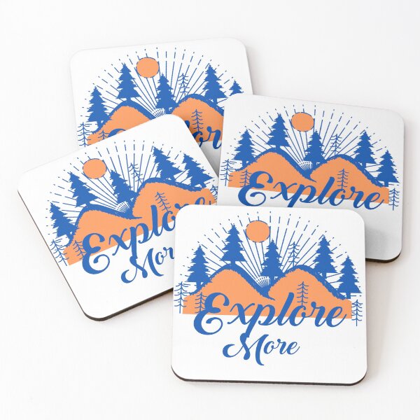 Item preview, Explore more hand drawn  with mountains trees sun inspirational Design -Cobalt Blue&Orange Color- designed and sold by Red-ElYoubi.