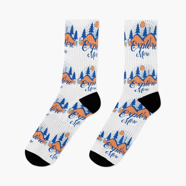 Item preview, Explore more hand drawn  with mountains trees sun inspirational Design -Cobalt Blue&Orange Color- designed and sold by Red-ElYoubi.
