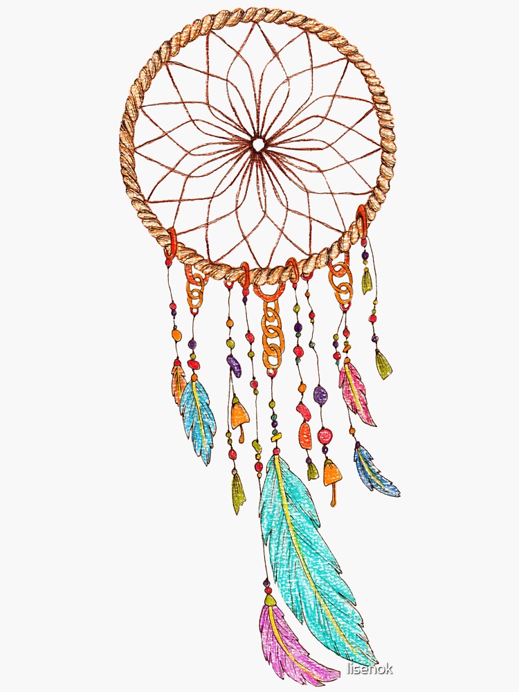 Geronimo Apache Warrior legend round dream catcher with feathers sticker