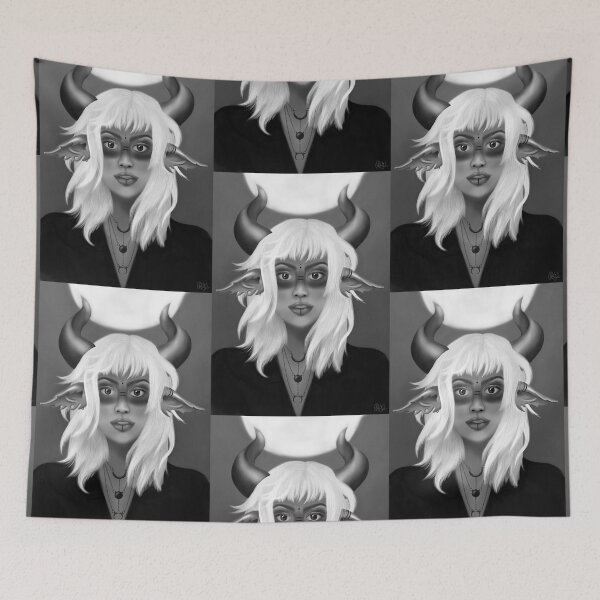 Item preview, Horned Elf Woman (Black & Grey Version) - Gothic Art designed and sold by Xibalba-Design.