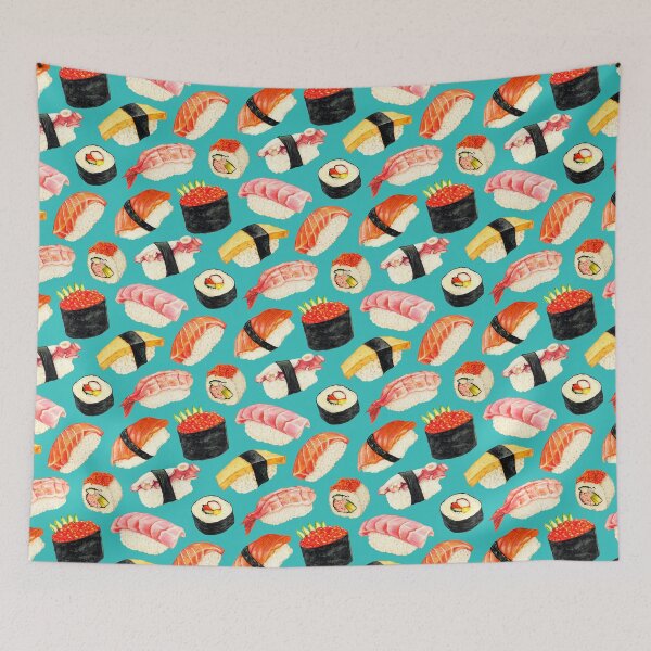 Item preview, Patrón de sushi - Azul designed and sold by Kelly Gilleran.
