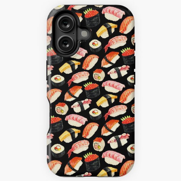 Sushi Pattern - Black iPhone Tough Case