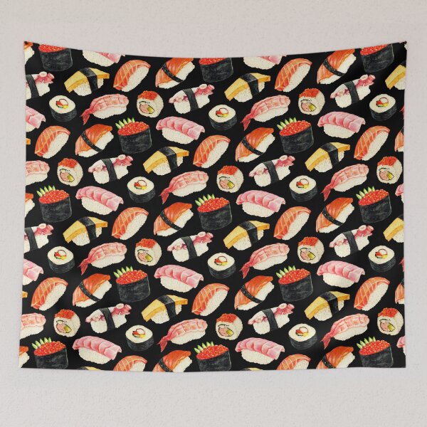 Item preview, Patrón de sushi - Negro designed and sold by Kelly Gilleran.