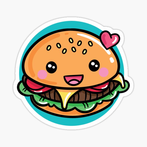 Kawaii Burger Sticker For Sale By Kawaiifoodart Redbubble