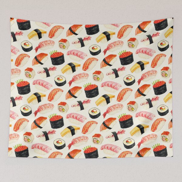 Item preview, Patrón de sushi - Blanco designed and sold by Kelly Gilleran.