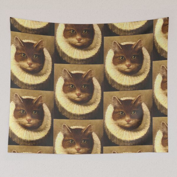Item preview, Cat in a Ruff Collar cute vintage portrait art  designed and sold by Vintage Designs +.