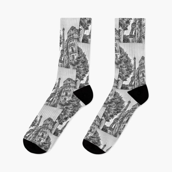 Item preview, Eiffel Tower Paris, Between The Buildings Black & White designed and sold by Paul Thompson Photography.