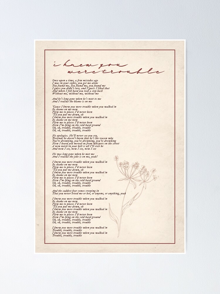 Trouble Lyrics Print 